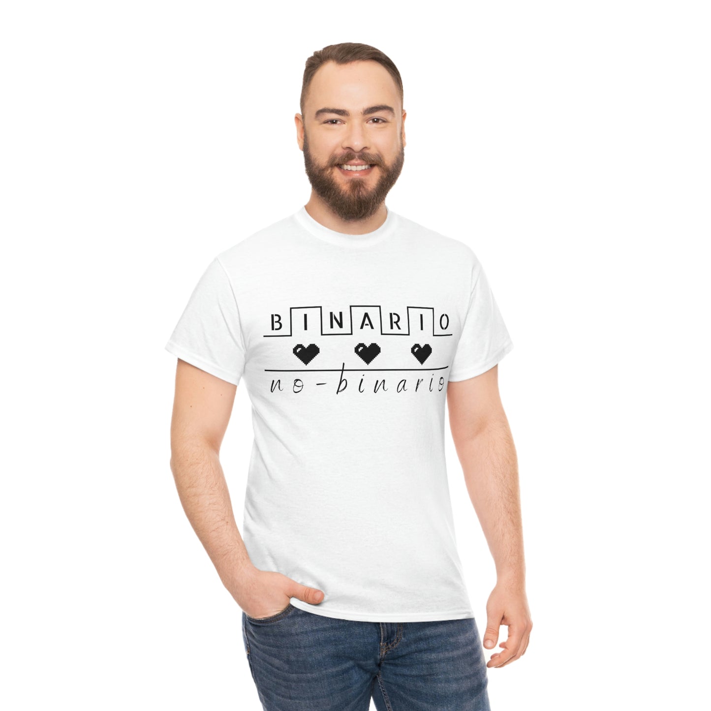 Binario - No Binario Short Sleeve Tee | Unisex Heavy Cotton T-Shirt | Playera de Algodón