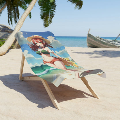 Summer Beach Towel: Hello Summer Anime Beach Girl | Absorbent Cotton-Polyester Pool Towel