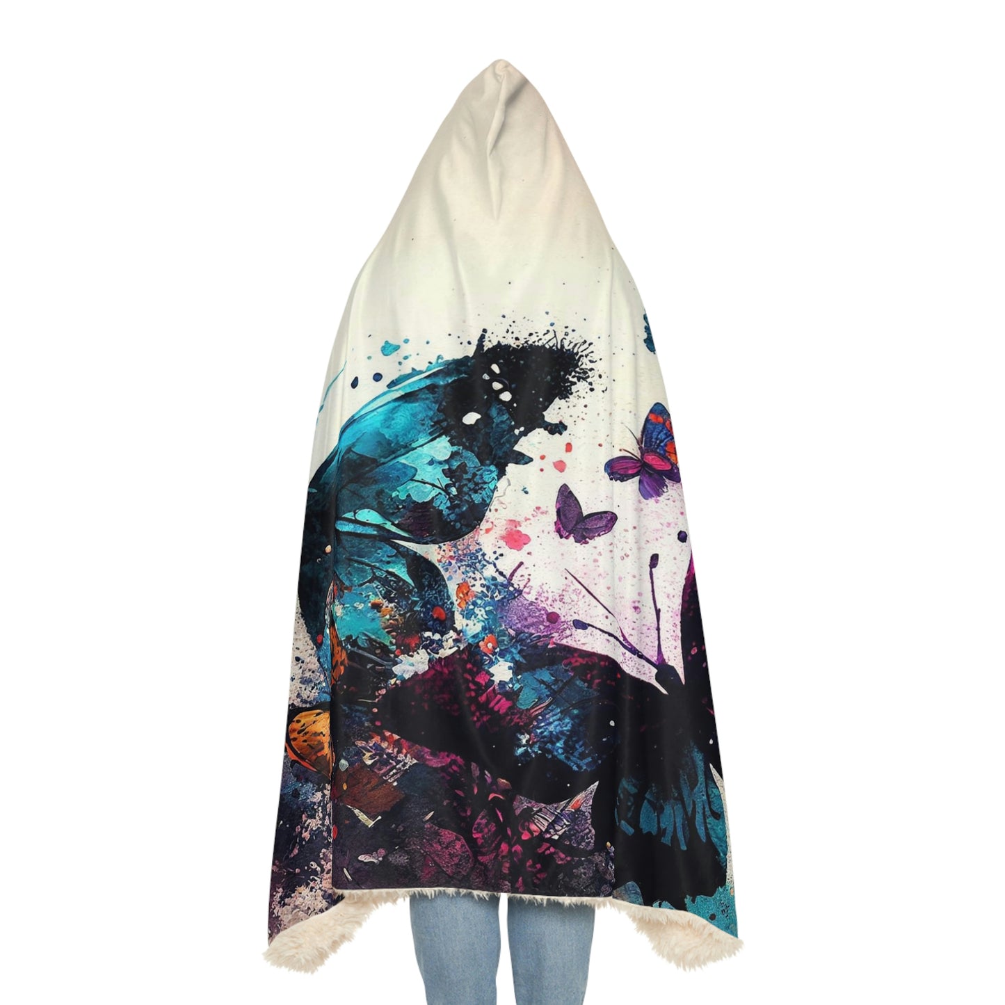 Watercolor Butterflies Snuggle Hooded Blanket | Cobija con Gorro y Diseño de Mariposas