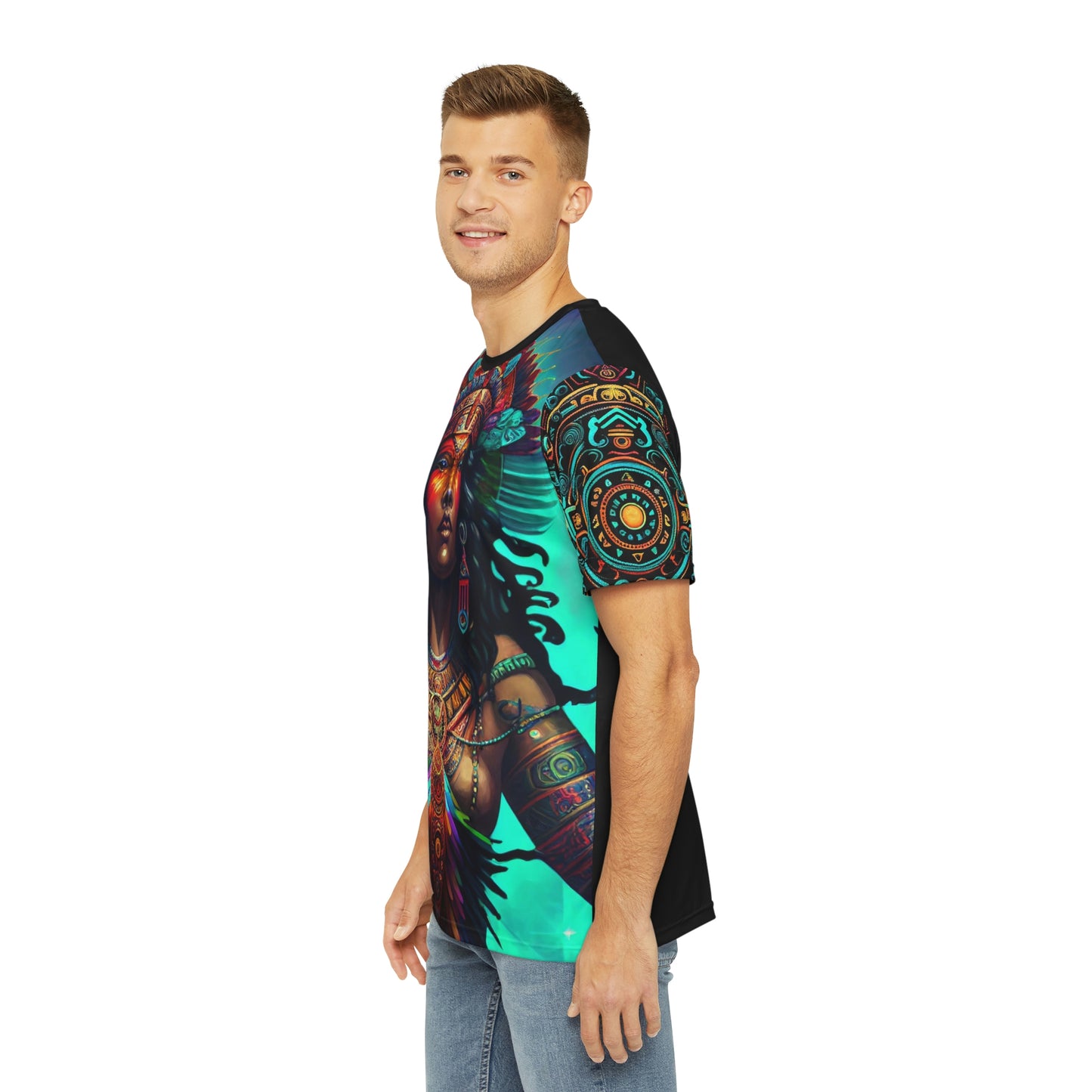 Coatlicue Aztec Mother of Gods T-Shirt | Men's Printed Polyester Tee | Short Sleeve T-Shirt for Man