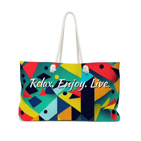 Weekender Bag | Beach Bag | Colorful Geometric Shape Bag | Multi-Color Bag | Multi Use Bag