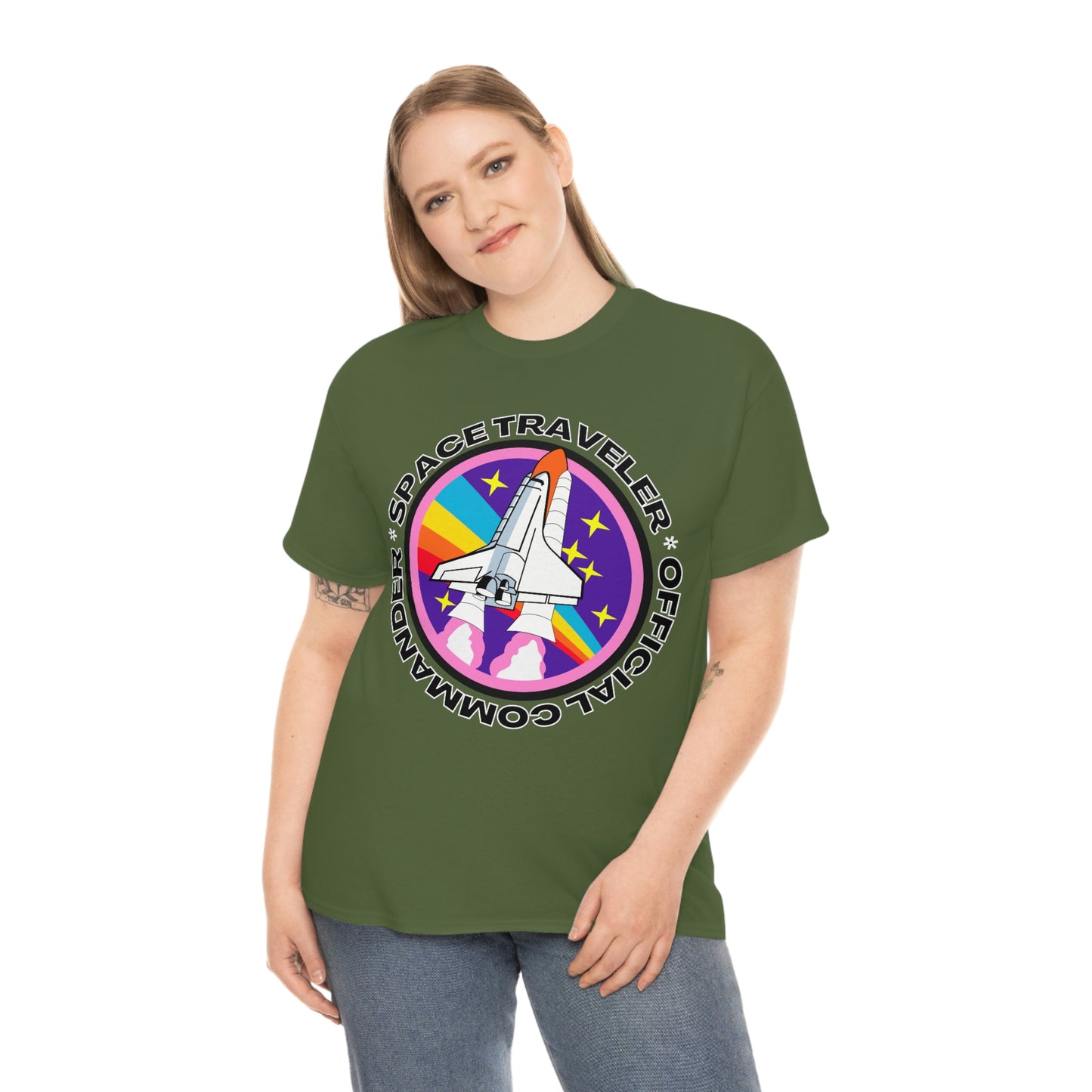 Space Traveler Commander Short Sleeve Tee | Unisex Heavy Cotton T-Shirt | Playera de Algodón | Rocketship T-shirt