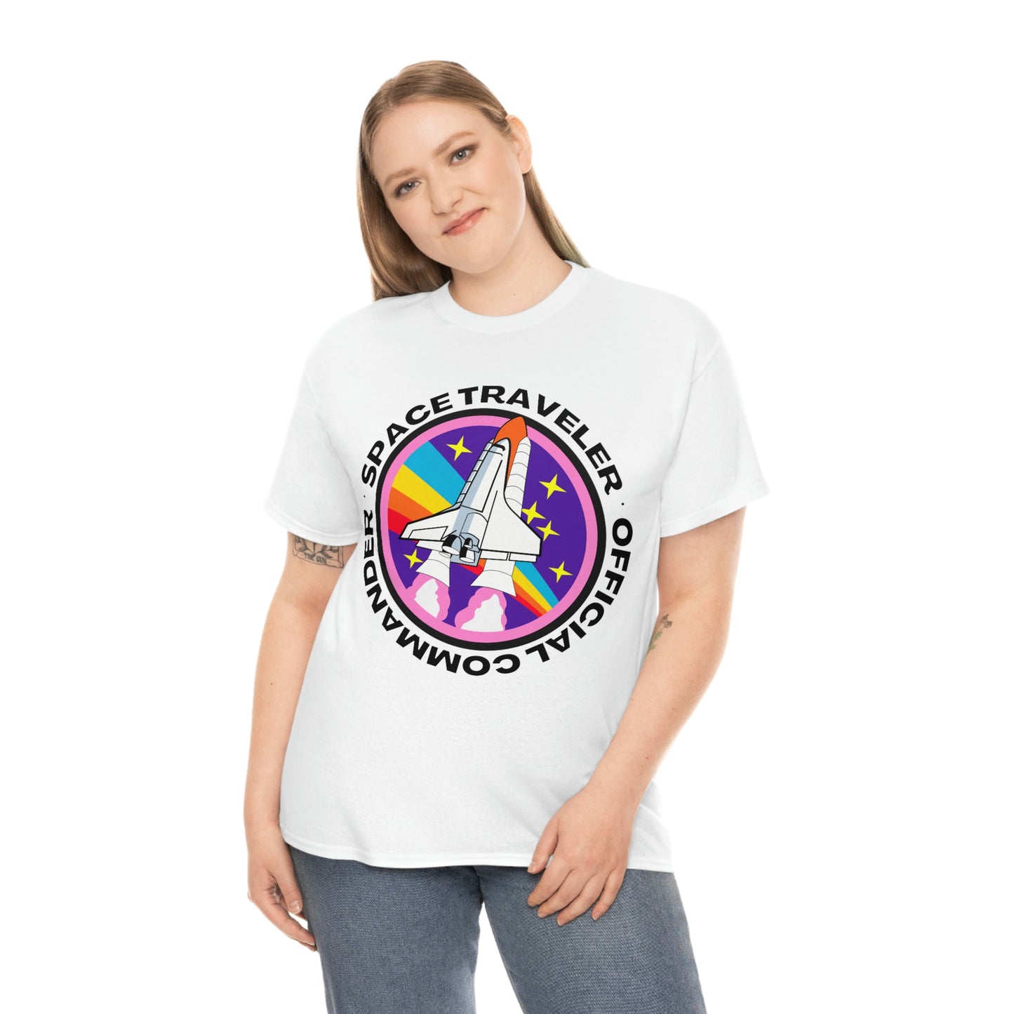 Space Traveler Commander Short Sleeve Tee | Unisex Heavy Cotton T-Shirt | Playera de Algodón | Rocketship T-shirt