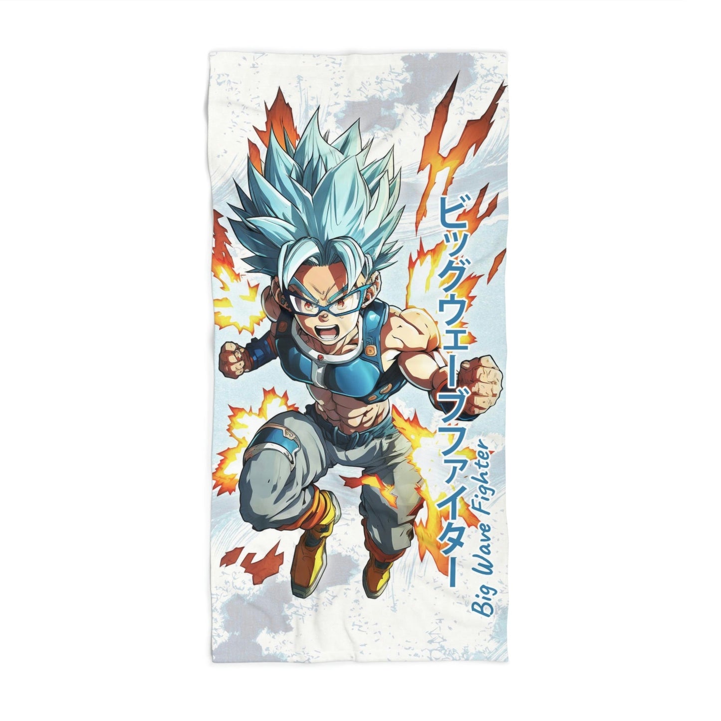 Anime Beach Towel: Big Wave Fighter | Absorbent Cotton-Polyester Pool Towel