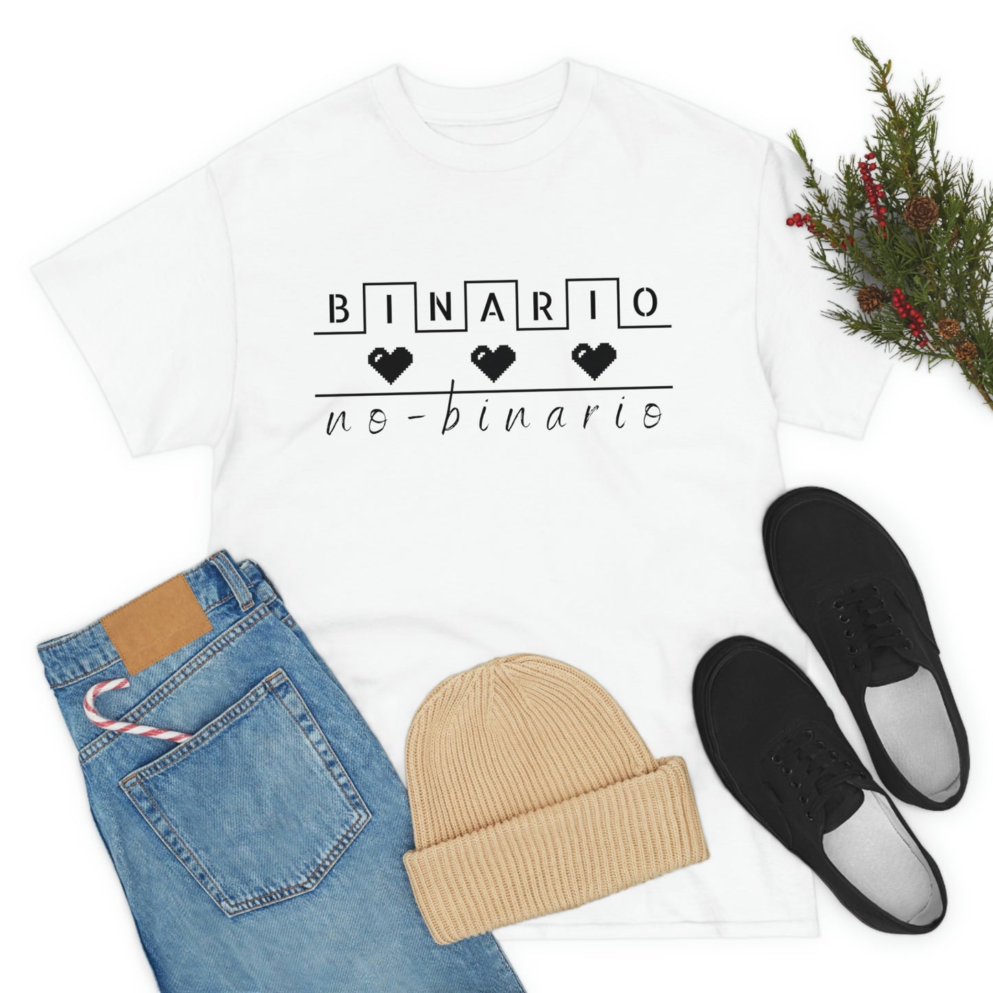 Binario - No Binario Short Sleeve Tee | Unisex Heavy Cotton T-Shirt | Playera de Algodón