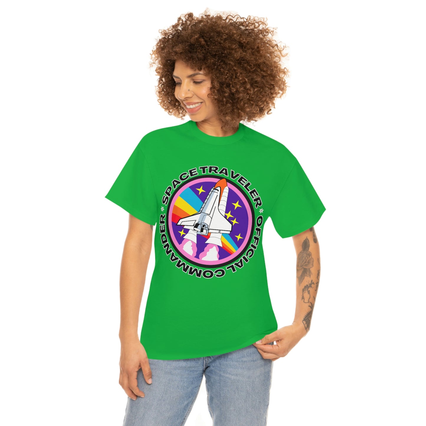 Space Traveler Commander Short Sleeve Tee | Unisex Heavy Cotton T-Shirt | Playera de Algodón | Rocketship T-shirt