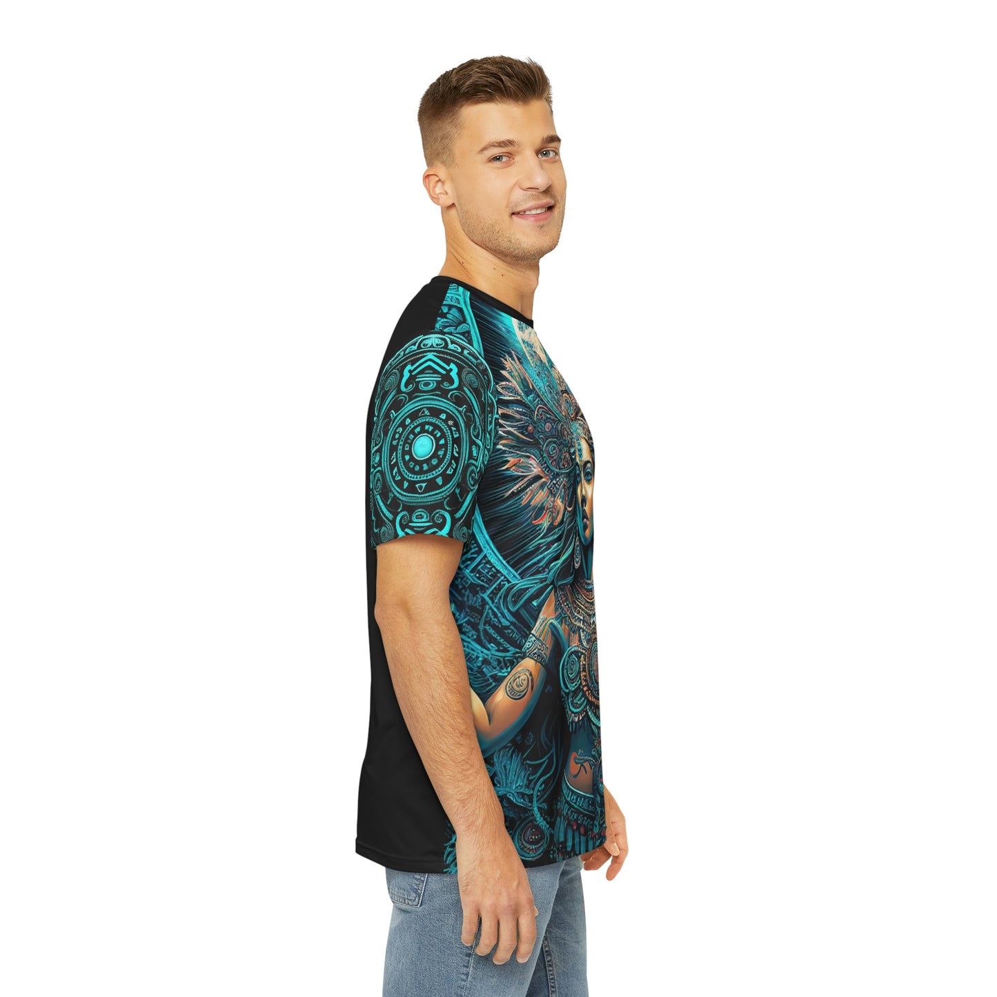 Aztec Goddess of the Moon Meztli T-Shirt | Men's Printed Polyester Tee | Short Sleeve T-Shirt for Man