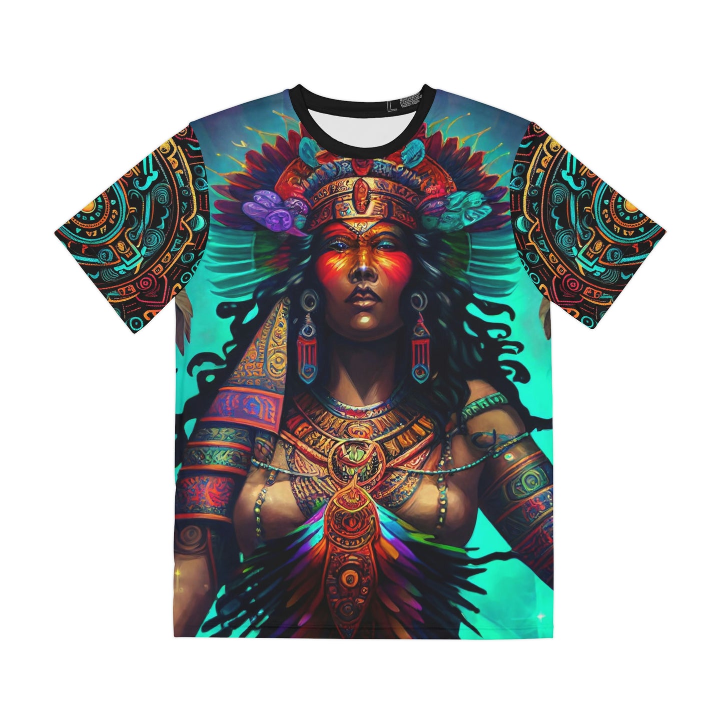 Coatlicue Aztec Mother of Gods T-Shirt | Men's Printed Polyester Tee | Short Sleeve T-Shirt for Man