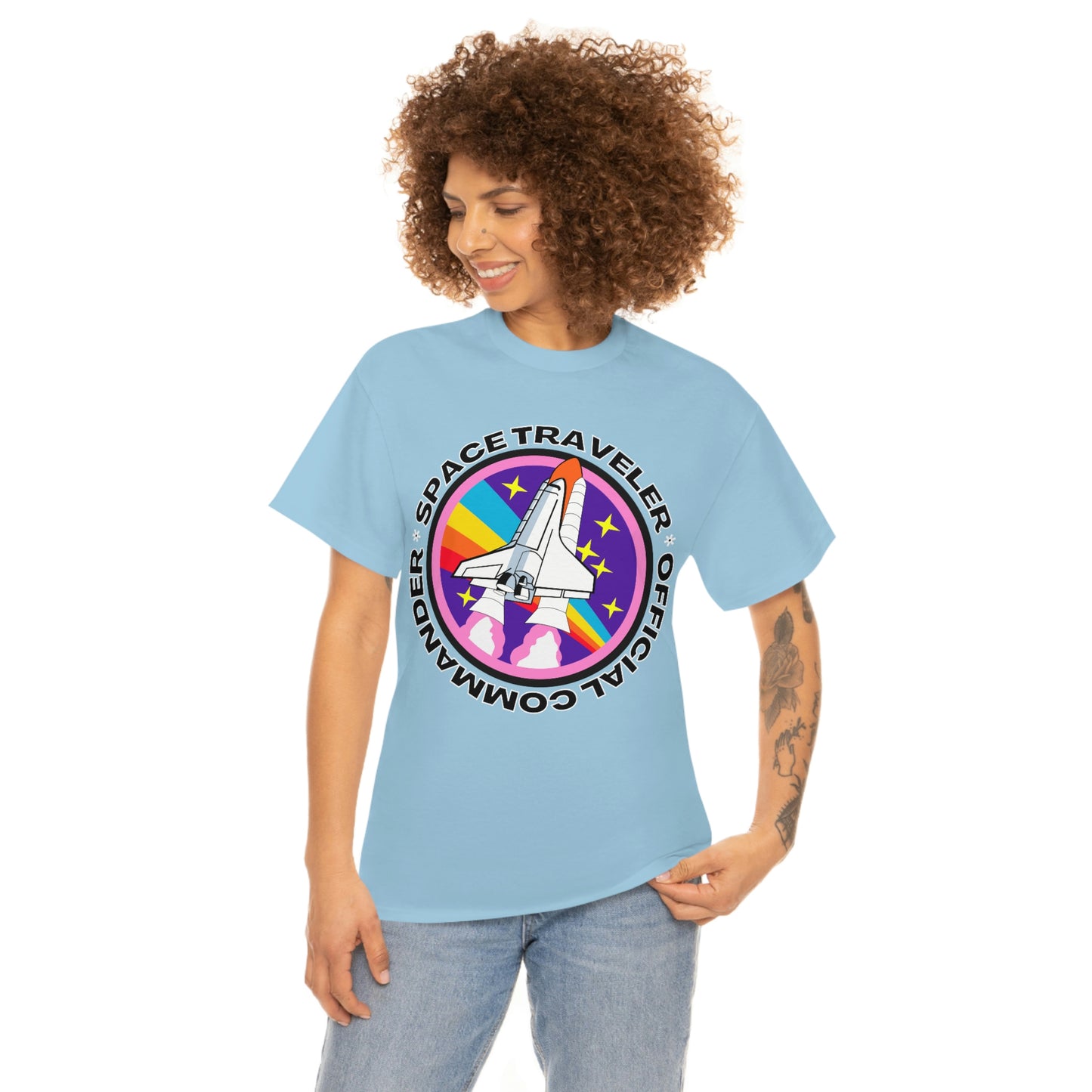 Space Traveler Commander Short Sleeve Tee | Unisex Heavy Cotton T-Shirt | Playera de Algodón | Rocketship T-shirt