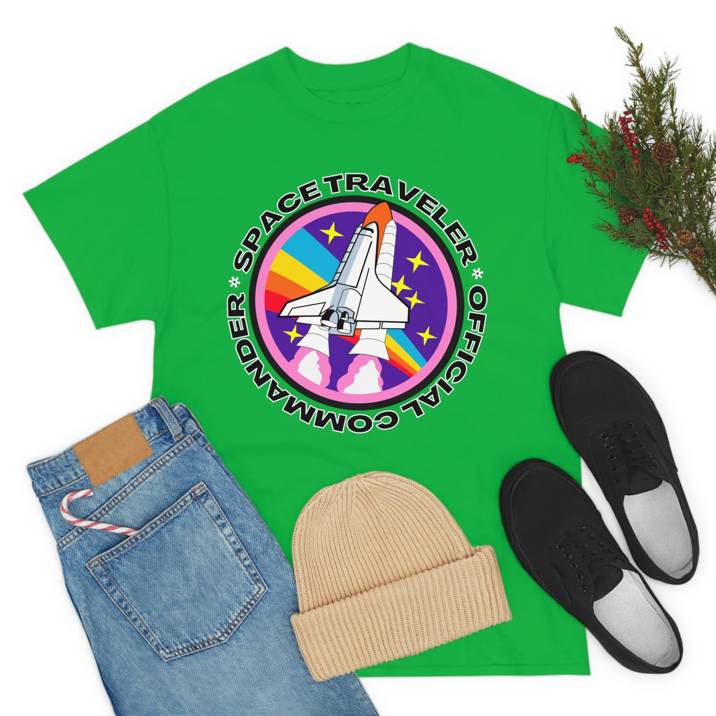 Space Traveler Commander Short Sleeve Tee | Unisex Heavy Cotton T-Shirt | Playera de Algodón | Rocketship T-shirt