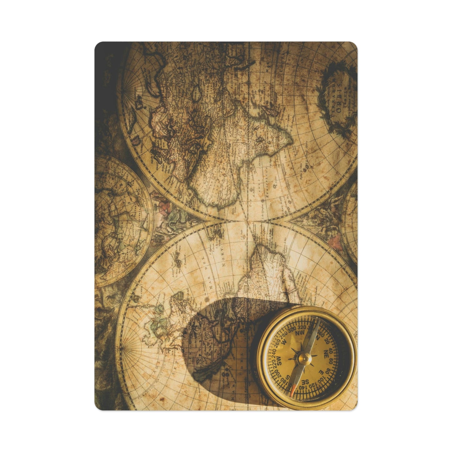 Old Map and Compass Poker Cards | Game Cards with Printed Design | Mapa y Brujula Cartas de Poker