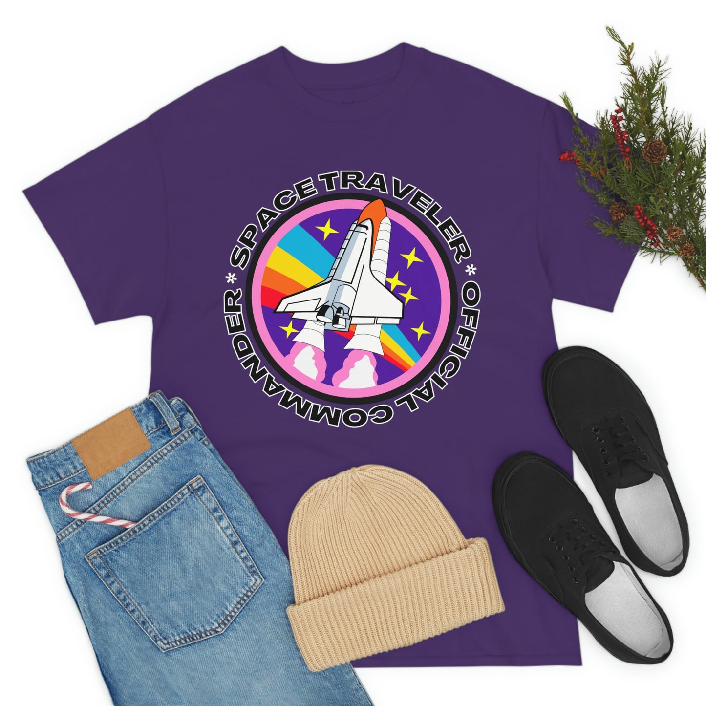 Space Traveler Commander Short Sleeve Tee | Unisex Heavy Cotton T-Shirt | Playera de Algodón | Rocketship T-shirt