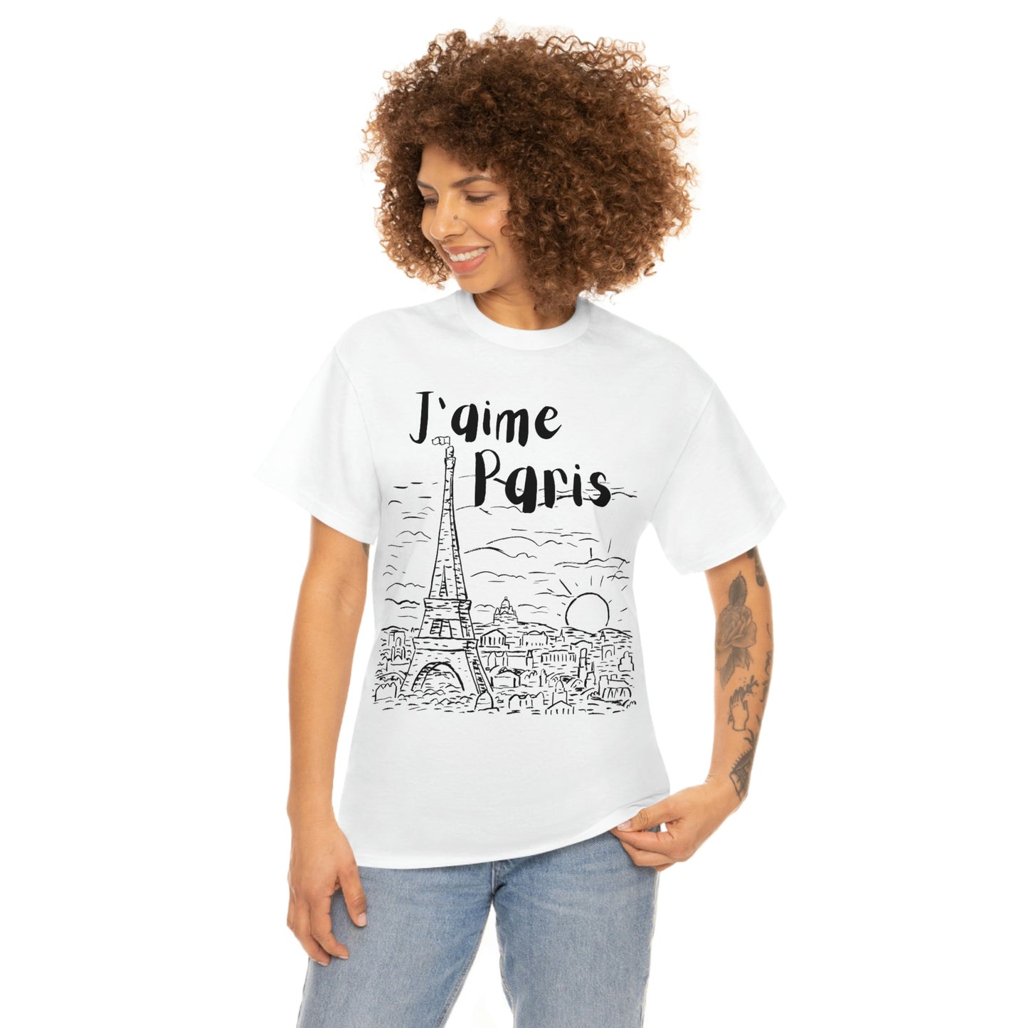 J'aime Paris Short Sleeve Tee | Unisex Heavy Cotton T-Shirt | Playera de Algodón | I love Paris T-shirt