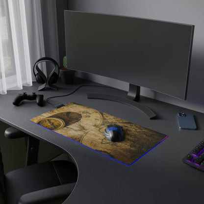 Old Map Compass USB LED Gaming Mouse Pad | RGB LED Non-slip Gamer Desktop Mouse Pad