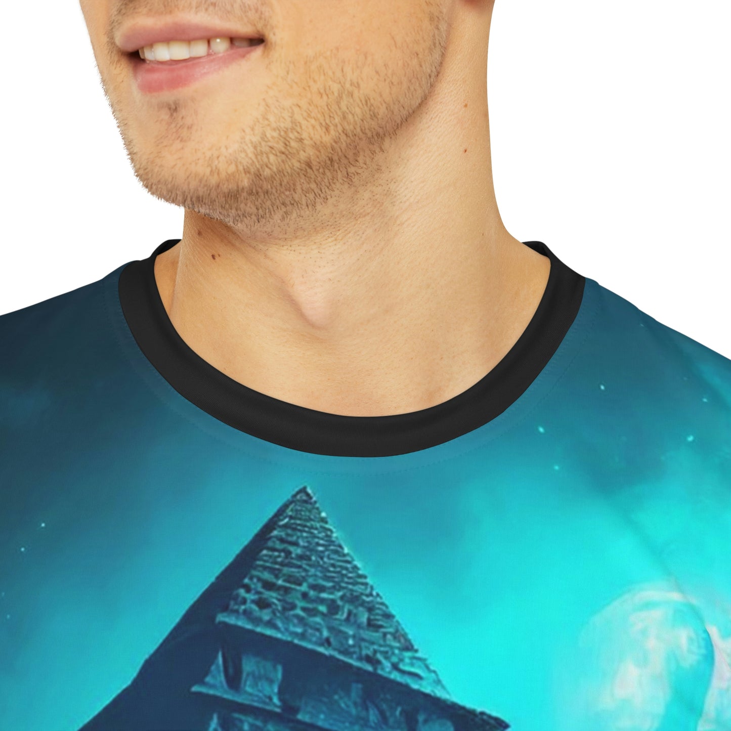 Aztec Pyramid at Night T-Shirt | Men's Printed Polyester Tee | Short Sleeve T-Shirt for Man