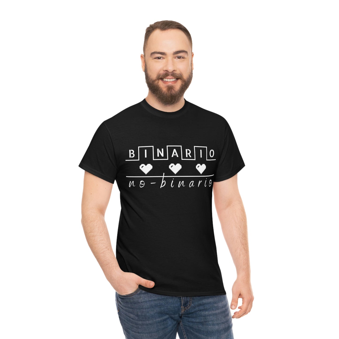 Binario - No Binario Short Sleeve Tee | Unisex Heavy Cotton T-Shirt | Playera de Algodón