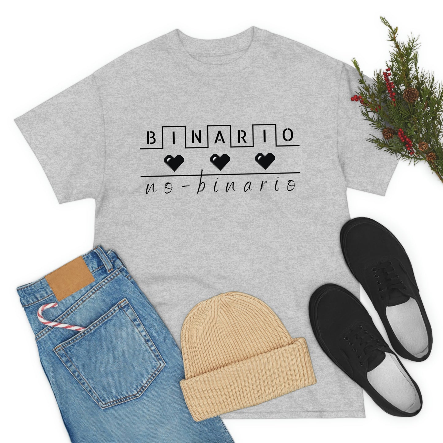 Binario - No Binario Short Sleeve Tee | Unisex Heavy Cotton T-Shirt | Playera de Algodón