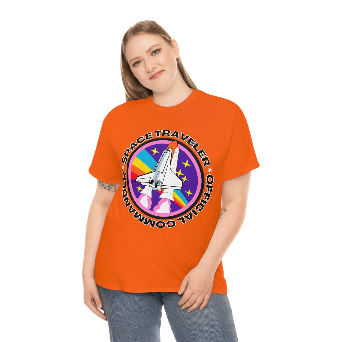 Space Traveler Commander Short Sleeve Tee | Unisex Heavy Cotton T-Shirt | Playera de Algodón | Rocketship T-shirt