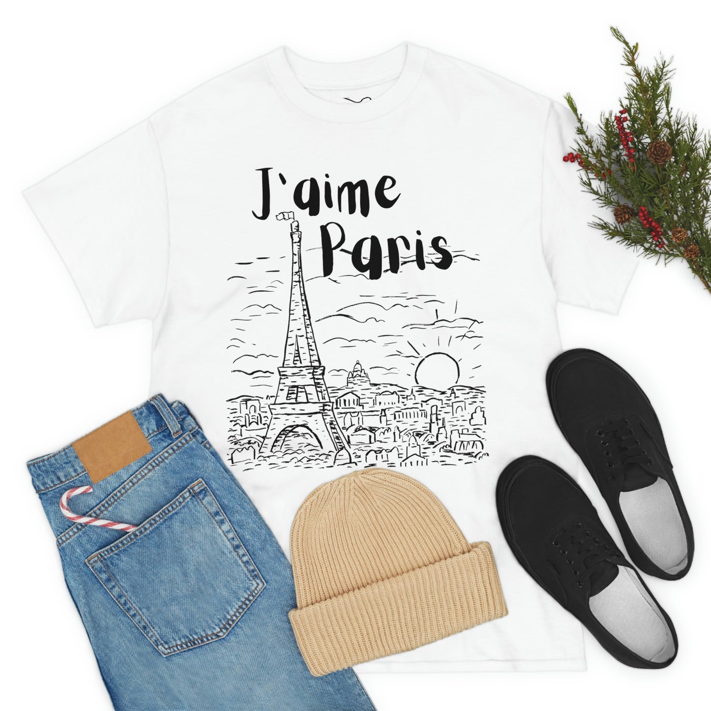 J'aime Paris Short Sleeve Tee | Unisex Heavy Cotton T-Shirt | Playera de Algodón | I love Paris T-shirt