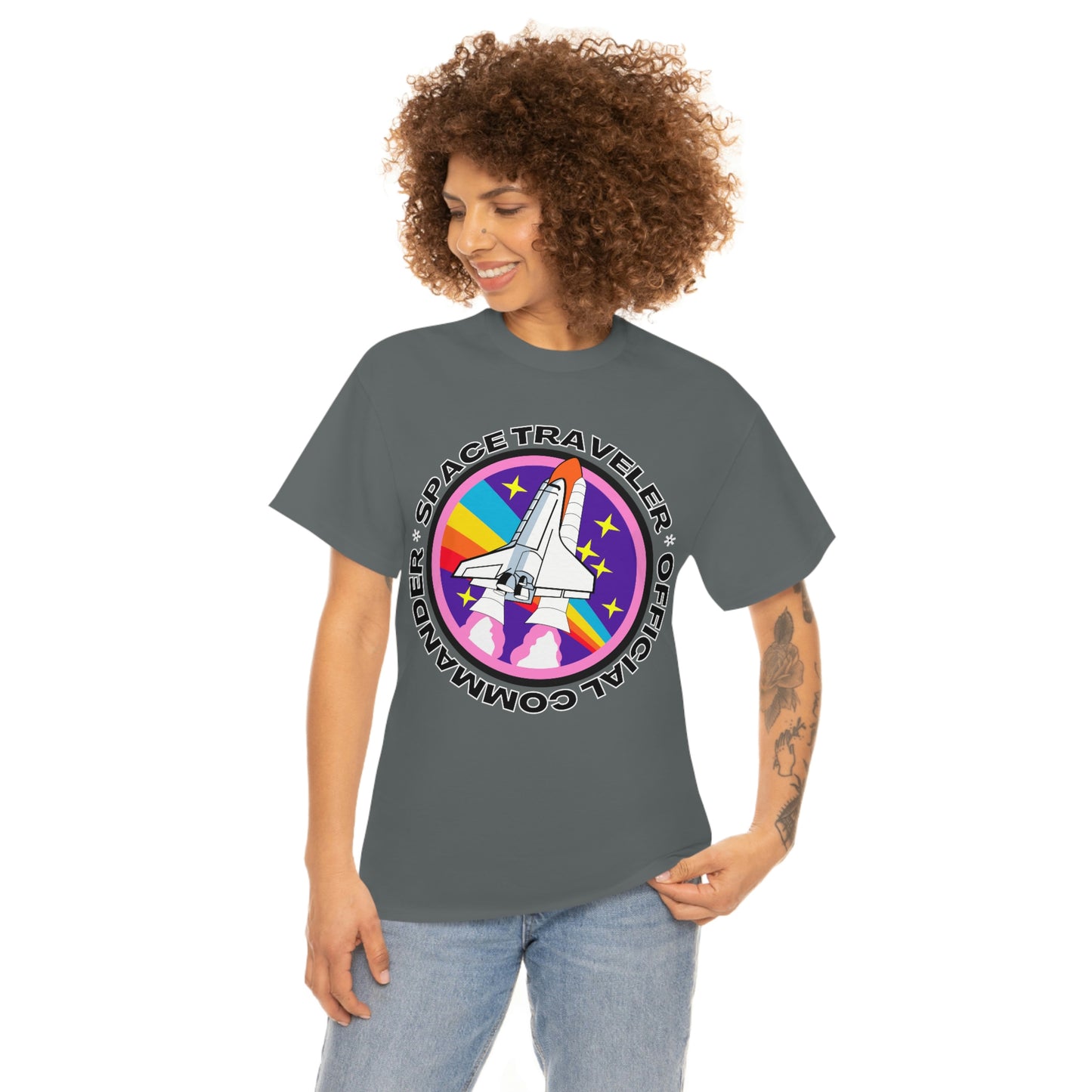 Space Traveler Commander Short Sleeve Tee | Unisex Heavy Cotton T-Shirt | Playera de Algodón | Rocketship T-shirt