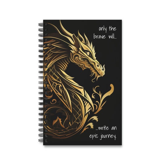 Golden Dragon Spiral Journal | Inspiring Love Journal | Blank, Dot Grid, Lined or Task Journal Book | Notebook