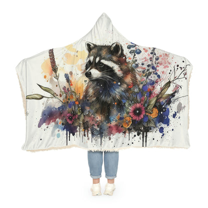 Watercolor Raccoon Snuggle Hooded Blanket | Cobija con Gorro y Diseño de Mapache