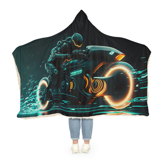 Futuristic Motorcycle Snuggle Hooded Blanket | Cobija con Gorro y Diseño de Motocicleta del Futuro