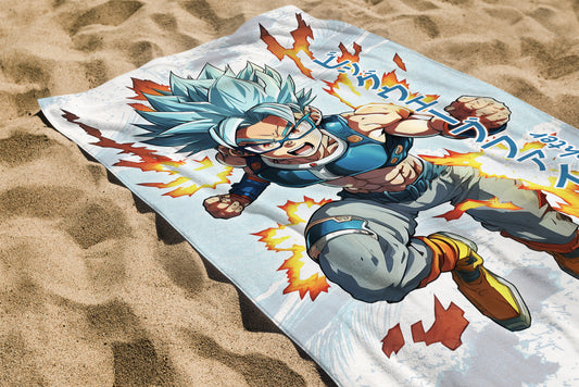 Anime Beach Towel: Big Wave Fighter | Absorbent Cotton-Polyester Pool Towel