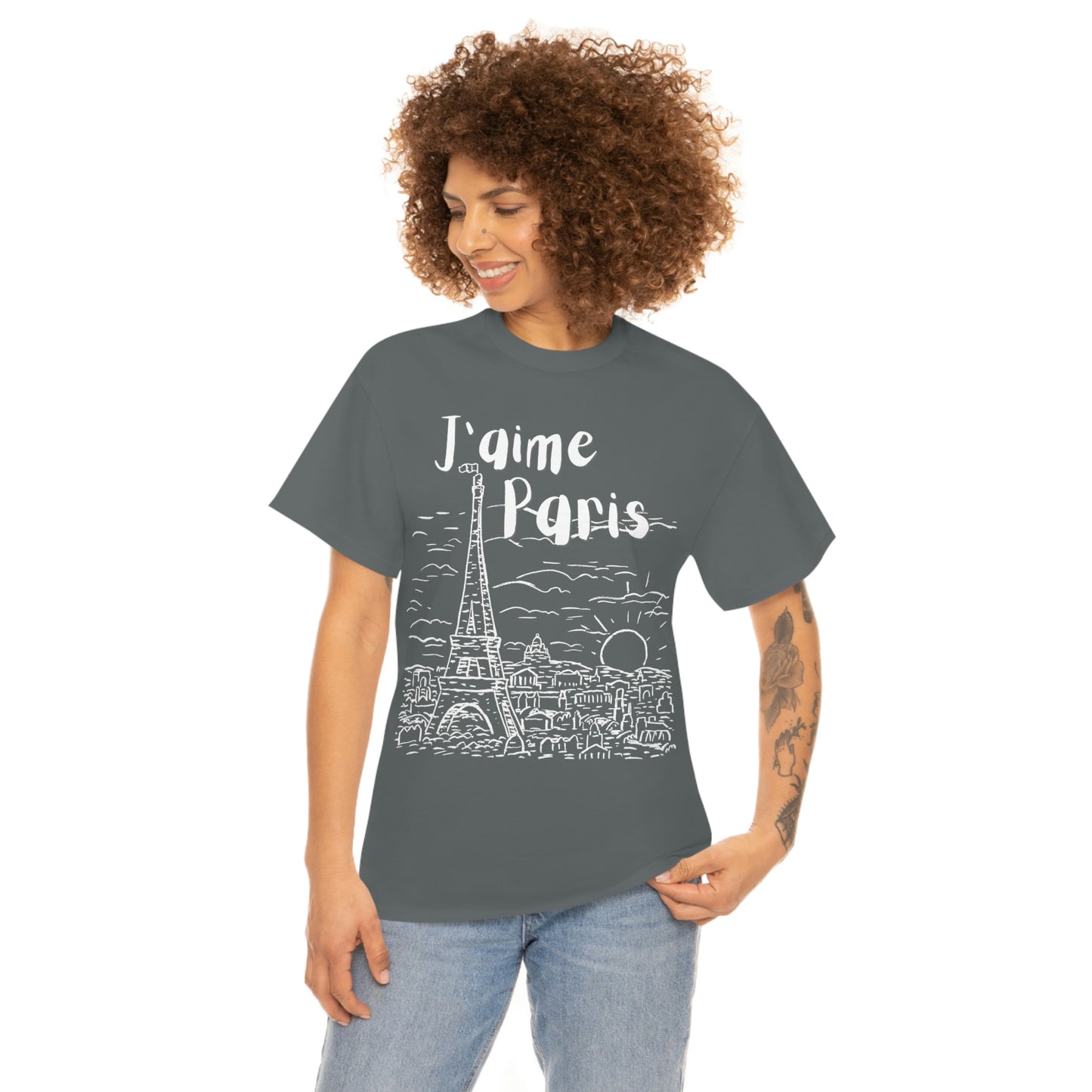 J'aime Paris Short Sleeve Tee | Unisex Heavy Cotton T-Shirt | Playera de Algodón | I love Paris T-shirt