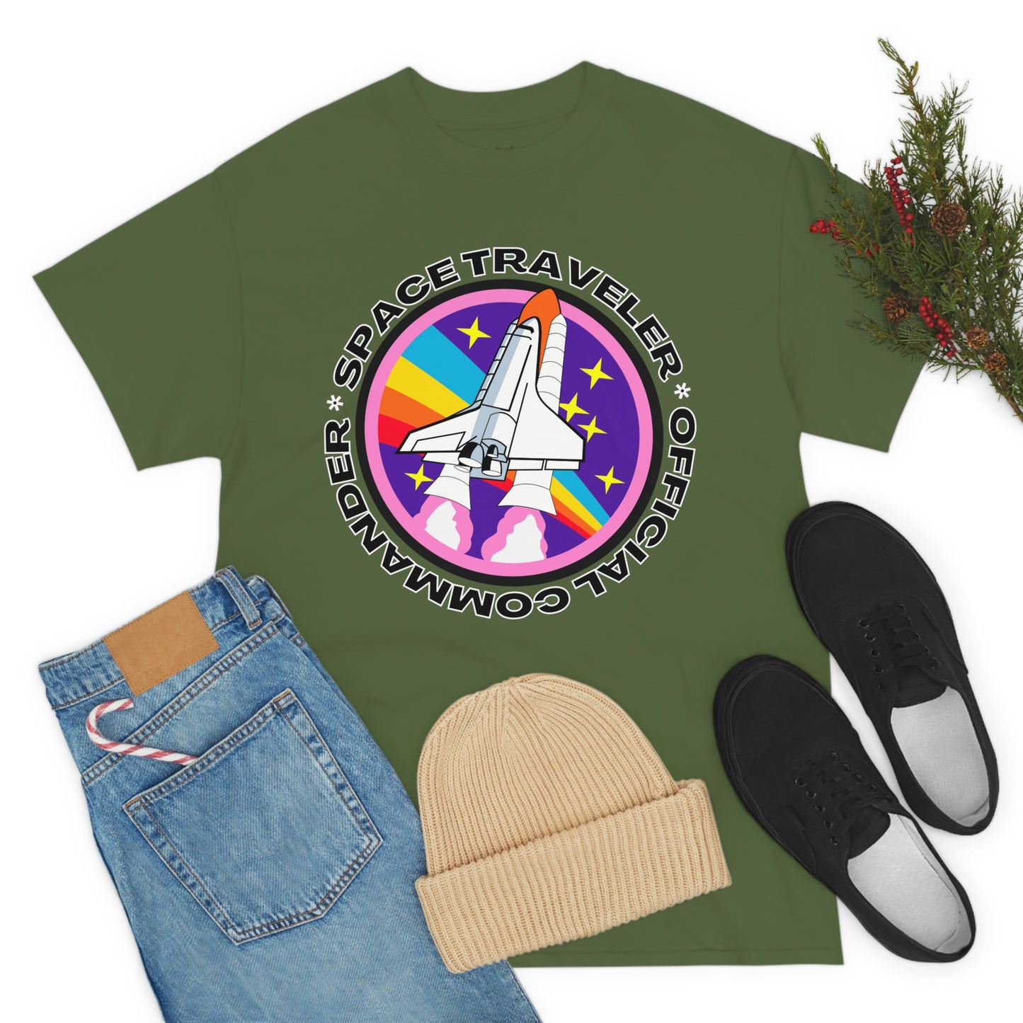 Space Traveler Commander Short Sleeve Tee | Unisex Heavy Cotton T-Shirt | Playera de Algodón | Rocketship T-shirt