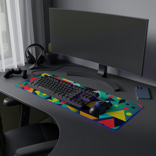 Color Geometric Shapes USB LED Gaming Mouse Pad | RGB LED Non-slip Gamer Desktop Mouse Pad | Multi-Color Gaming Pad