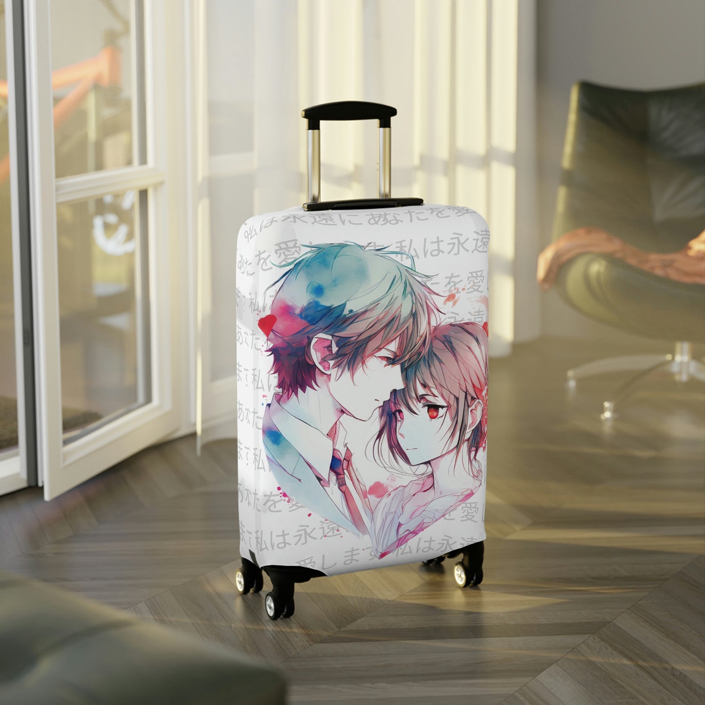 Anime Couple's Heart Luggage Cover | Elastic Cover for Luggage | Cubierta para Maletas