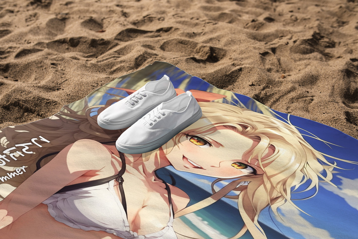 Summer Beach Towel: Sexy Anime Girl on the Beach | Absorbent Cotton-Polyester Pool Towel