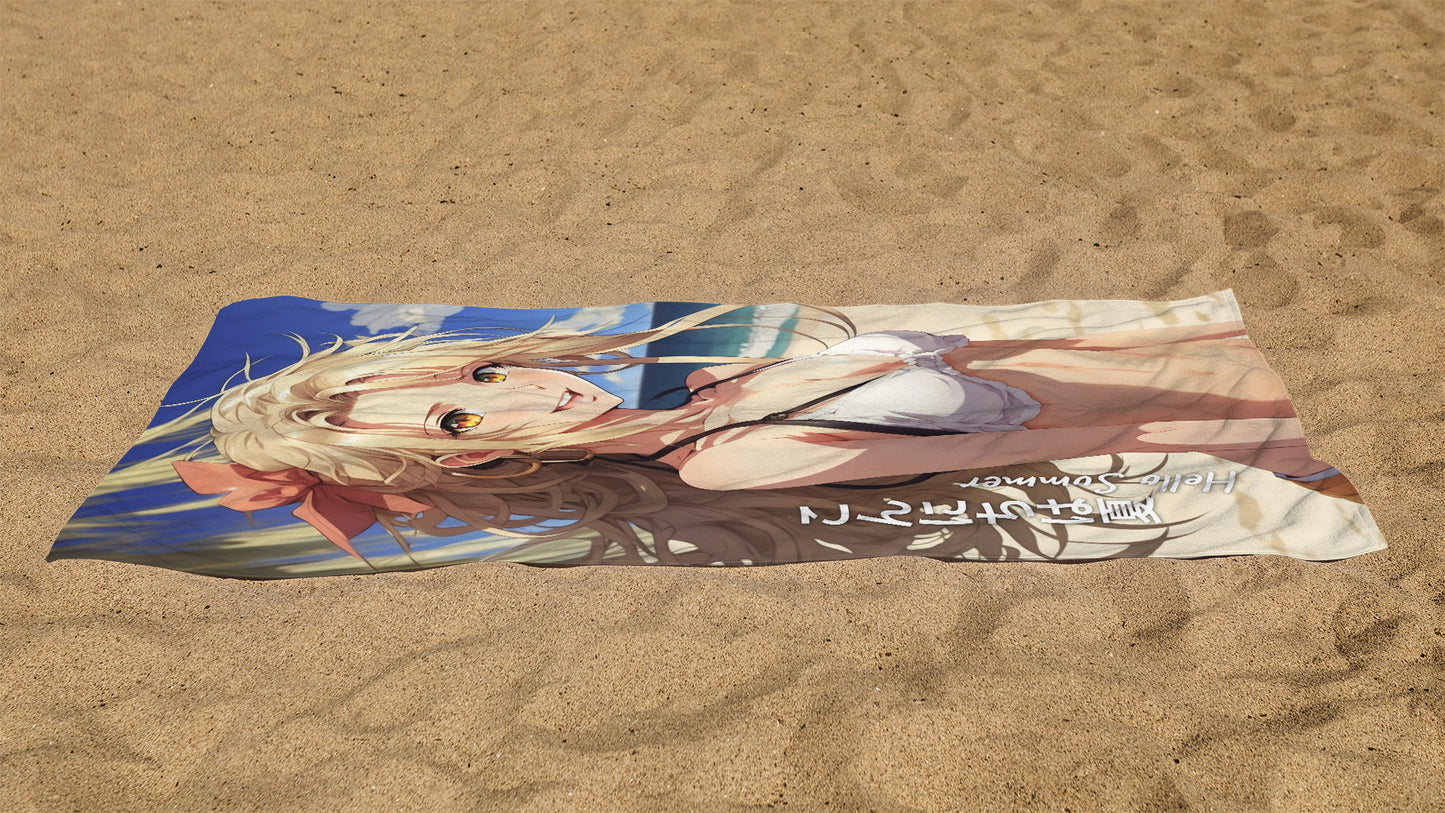 Summer Beach Towel: Sexy Anime Girl on the Beach | Absorbent Cotton-Polyester Pool Towel