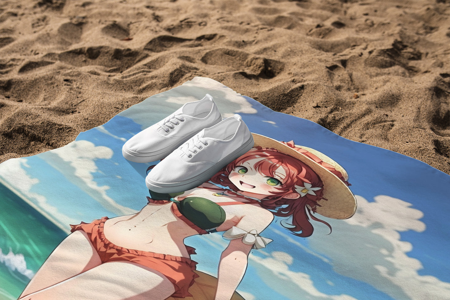 Summer Beach Towel: Hello Summer Anime Beach Girl | Absorbent Cotton-Polyester Pool Towel