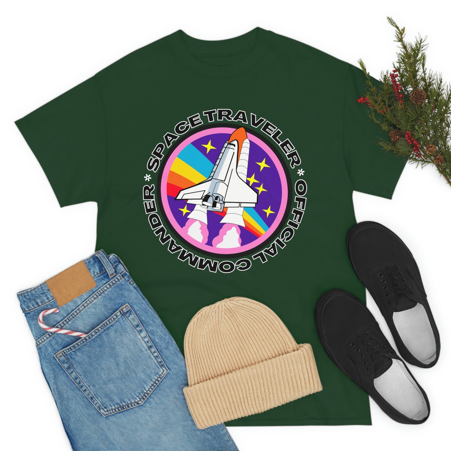 Space Traveler Commander Short Sleeve Tee | Unisex Heavy Cotton T-Shirt | Playera de Algodón | Rocketship T-shirt