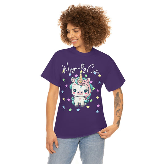 Unicorn "Magically Cute" Unisex Cotton Tee | Cotton T-Shirt for Woman | Playera de Algodón con Unicornio