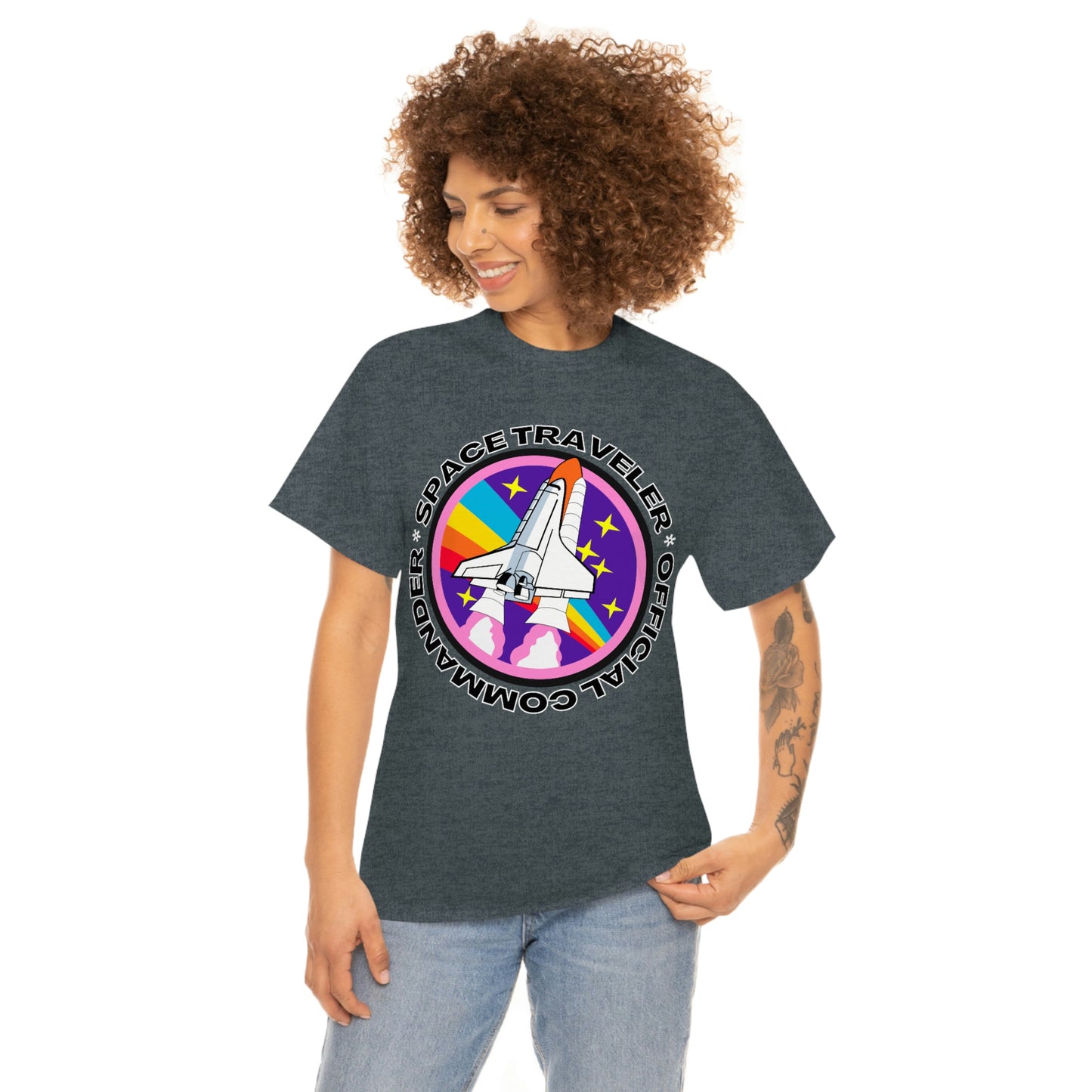 Space Traveler Commander Short Sleeve Tee | Unisex Heavy Cotton T-Shirt | Playera de Algodón | Rocketship T-shirt