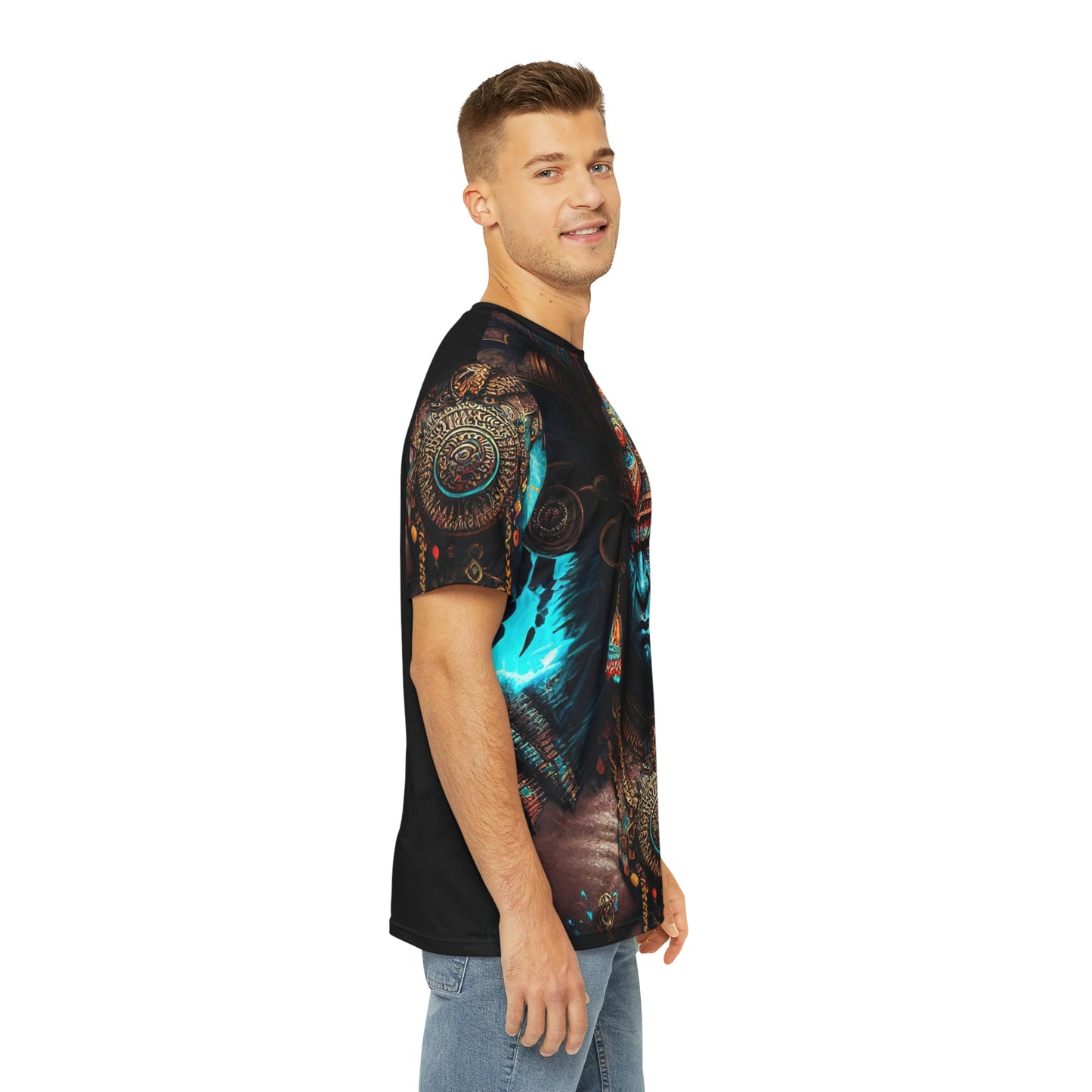 Tlaloc Aztec God of Rain T-Shirt | Short Sleeve T-Shirt for Man |  Men's Printed Polyester Tee