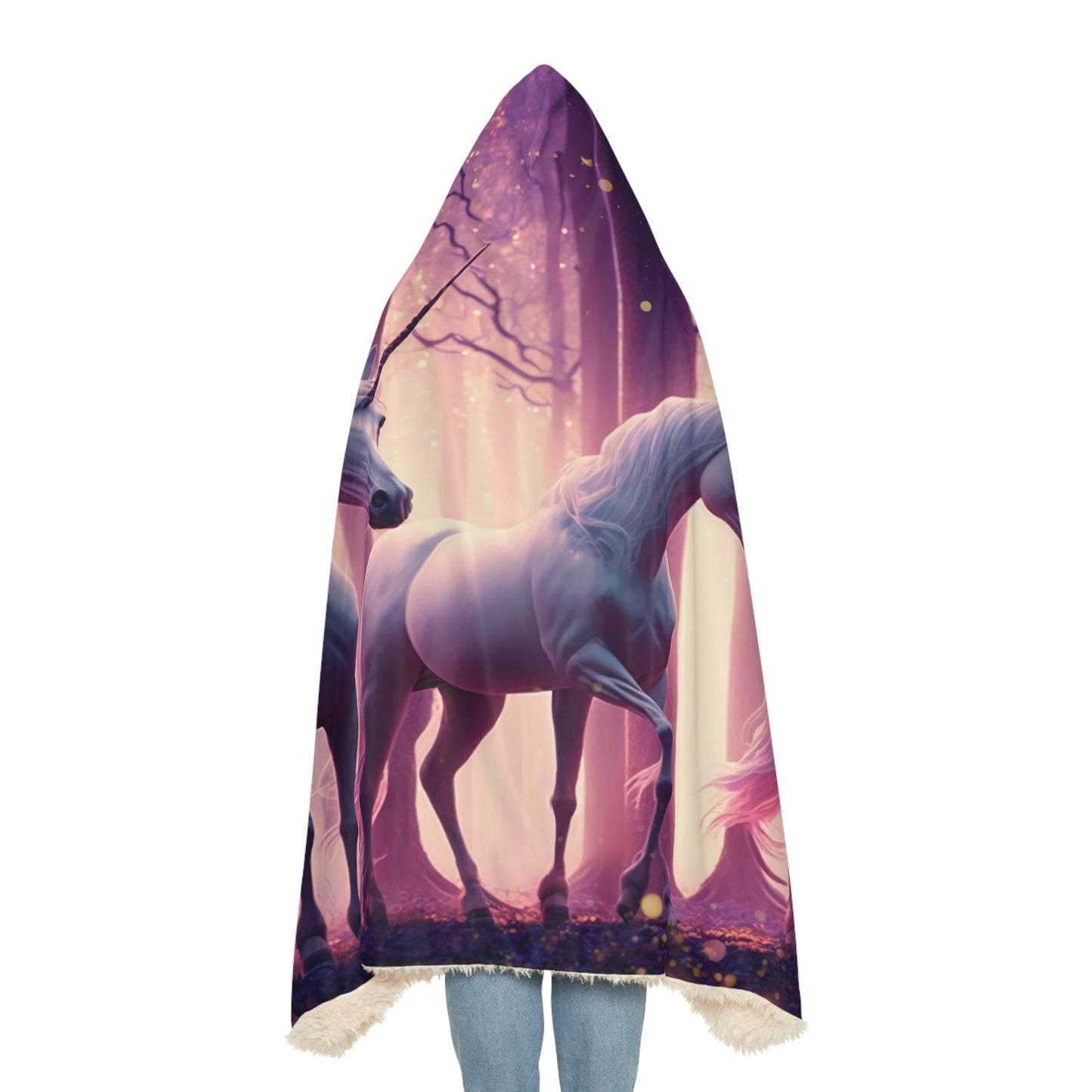 Three Unicorns in The Forest Snuggle Hooded Blanket | Cobija con Gorro y Diseño de Tres Unicornios en el Bosque