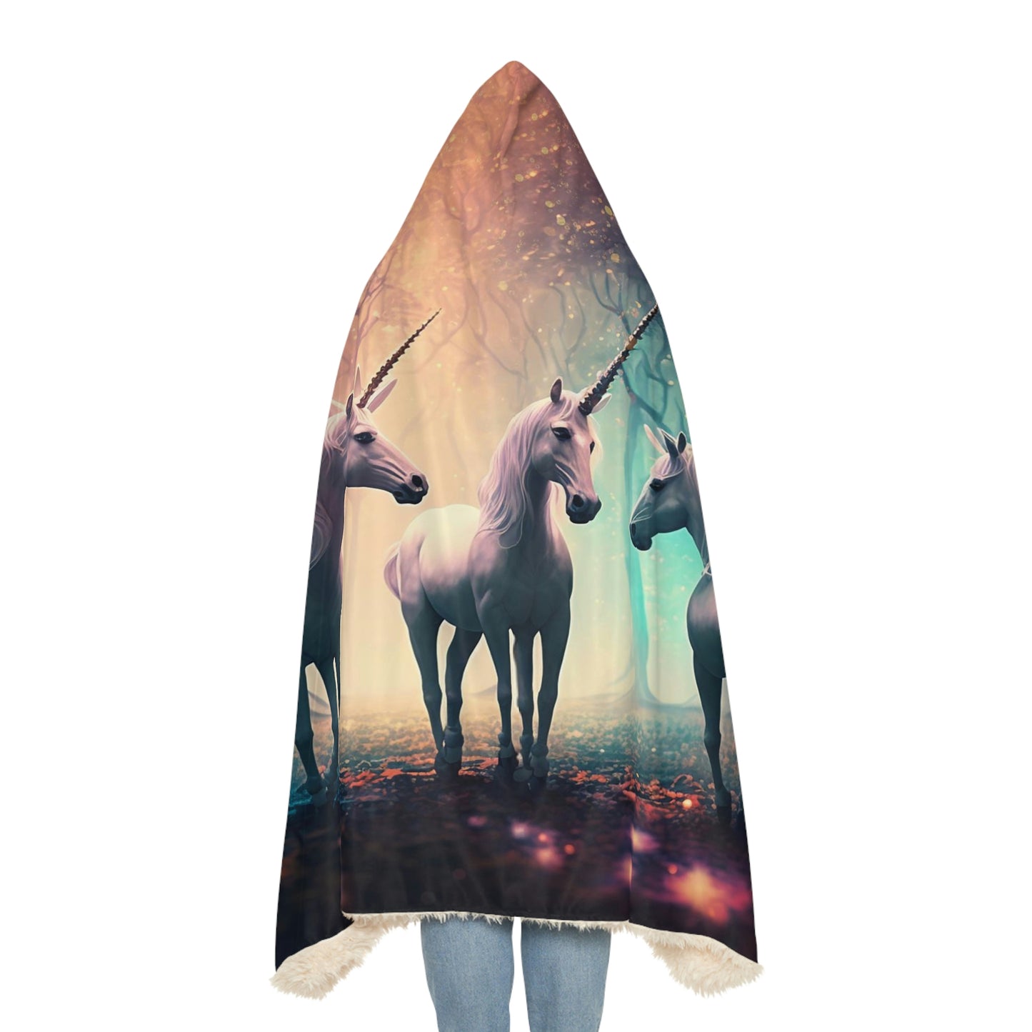 Unicorns in The Forest Snuggle Hooded Blanket | Cobija con Gorro y Diseño de Unicornios en el Bosque