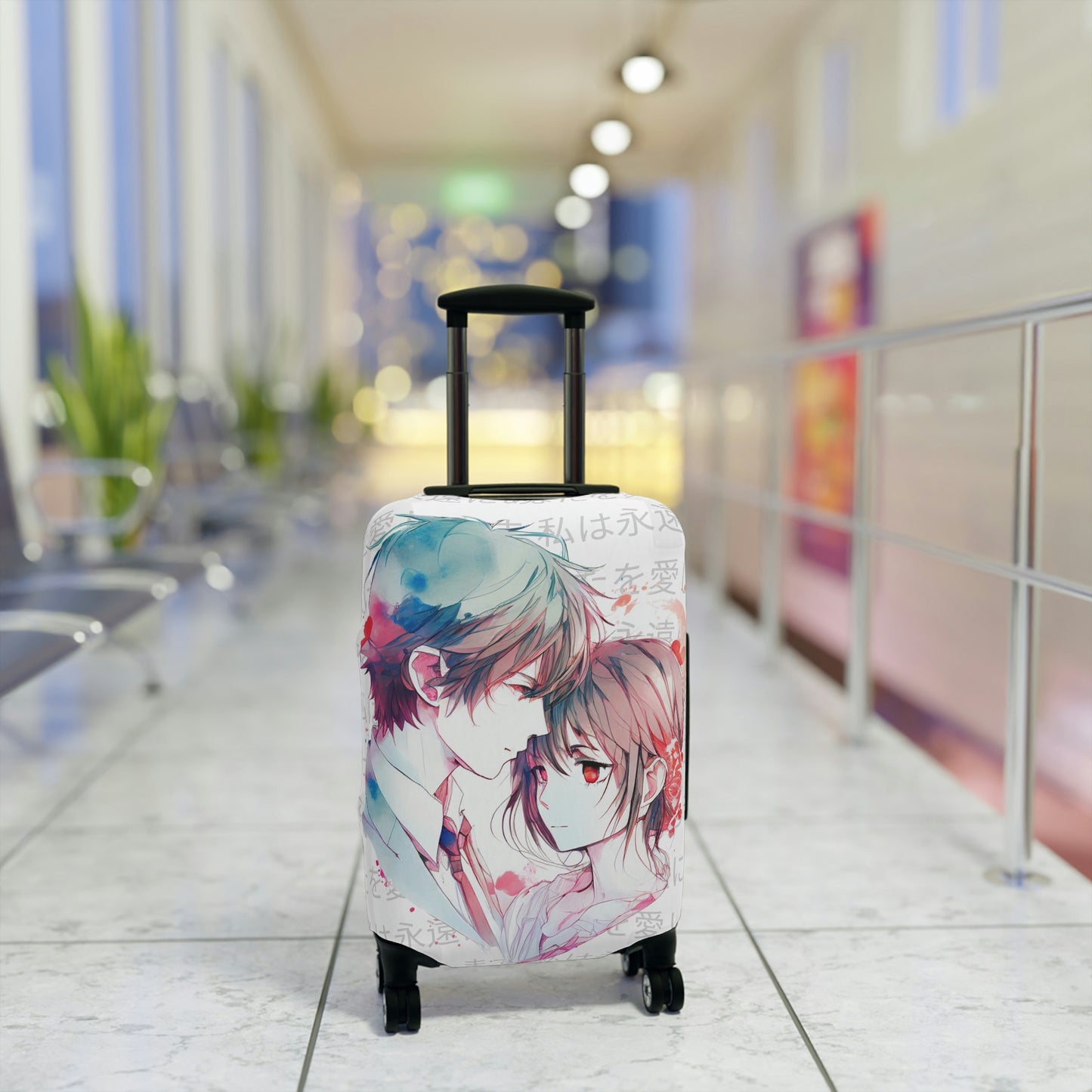 Anime Couple's Heart Luggage Cover | Elastic Cover for Luggage | Cubierta para Maletas