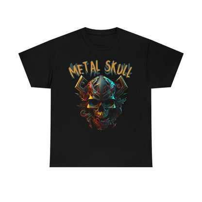 Metal Skull Heavy Cotton T-Shirt | Black T-Shirt for Men | Camiseta de Algodón para Hombre con Diseño de Calavera de Metal