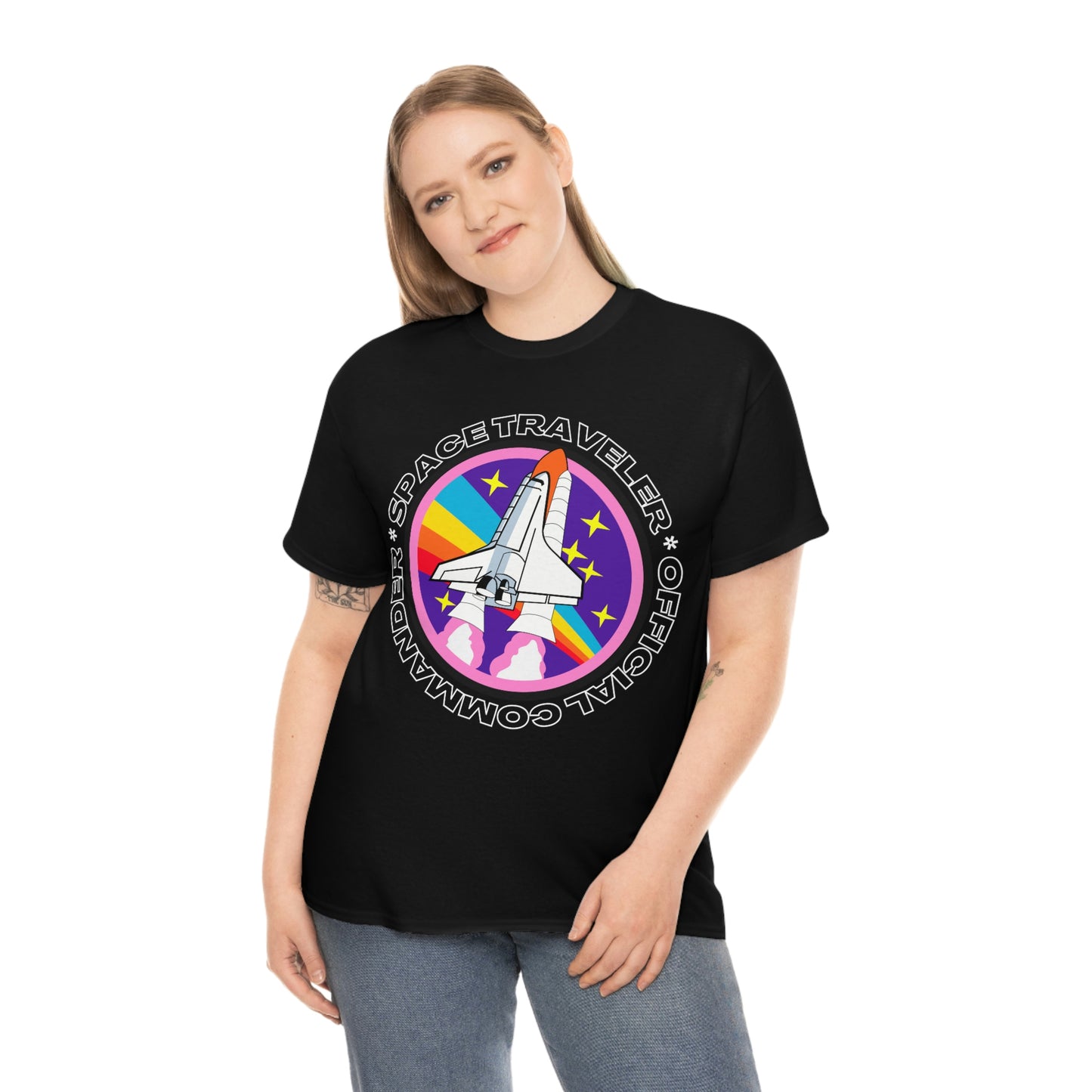 Space Traveler Commander Short Sleeve Tee | Unisex Heavy Cotton T-Shirt | Playera de Algodón | Rocketship T-shirt