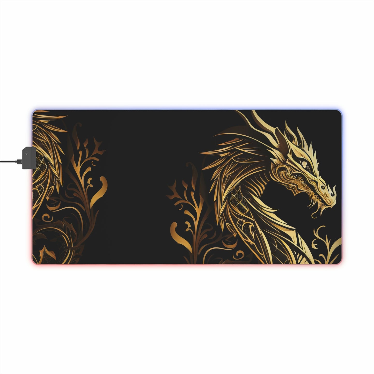 Black and Golden Dragon USB LED Gaming Mouse Pad | RGB LED Non-slip Gamer Desktop Mouse Pad