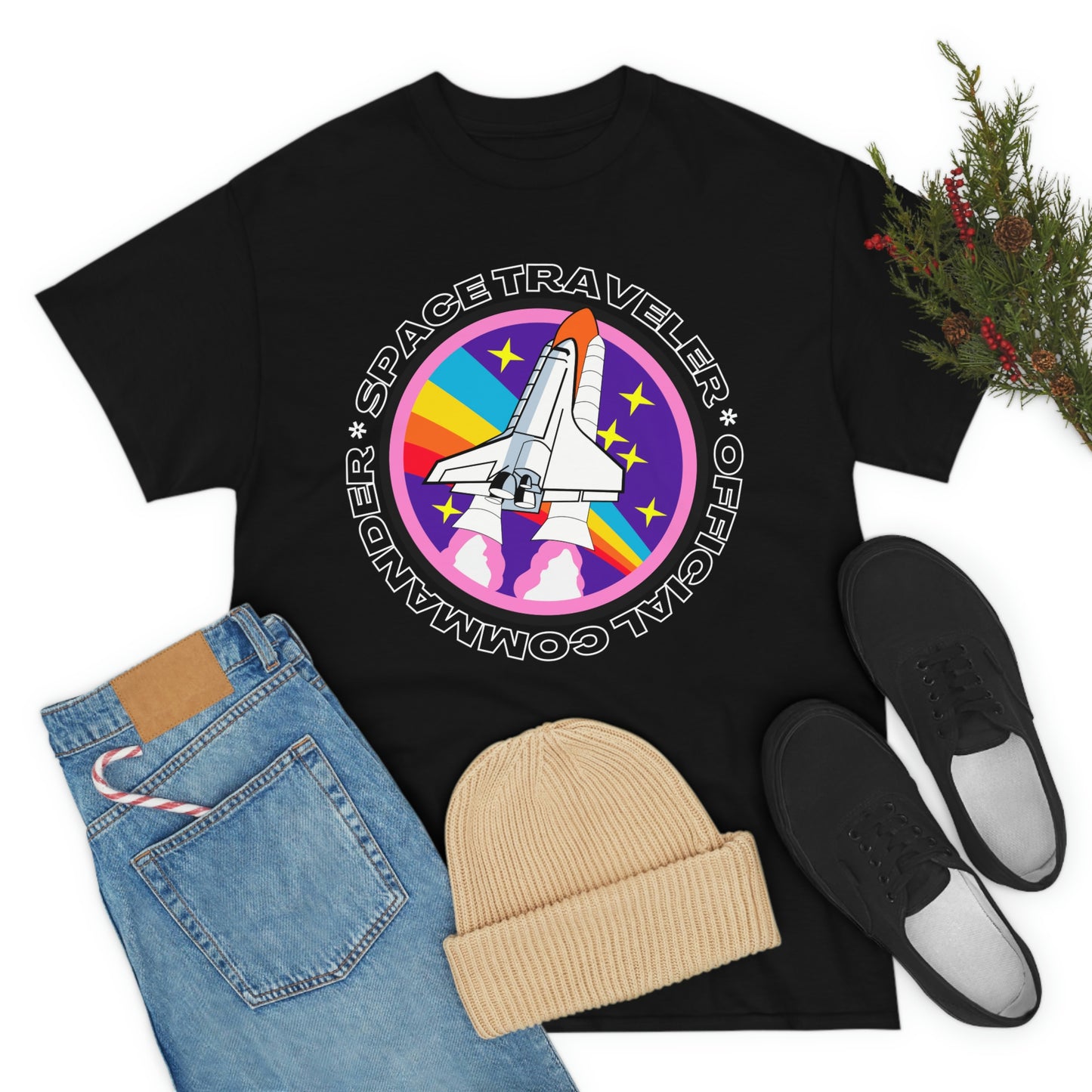 Space Traveler Commander Short Sleeve Tee | Unisex Heavy Cotton T-Shirt | Playera de Algodón | Rocketship T-shirt