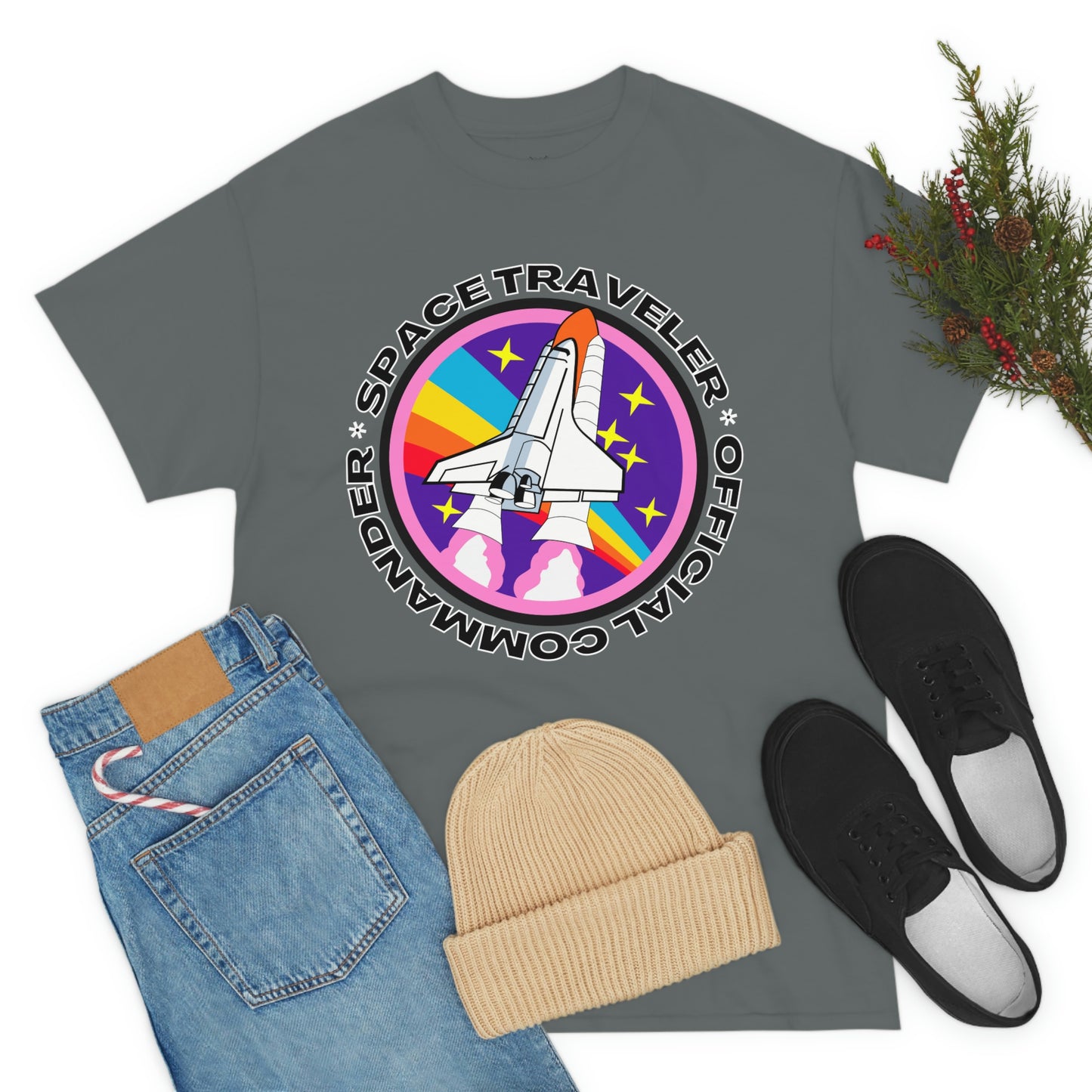 Space Traveler Commander Short Sleeve Tee | Unisex Heavy Cotton T-Shirt | Playera de Algodón | Rocketship T-shirt