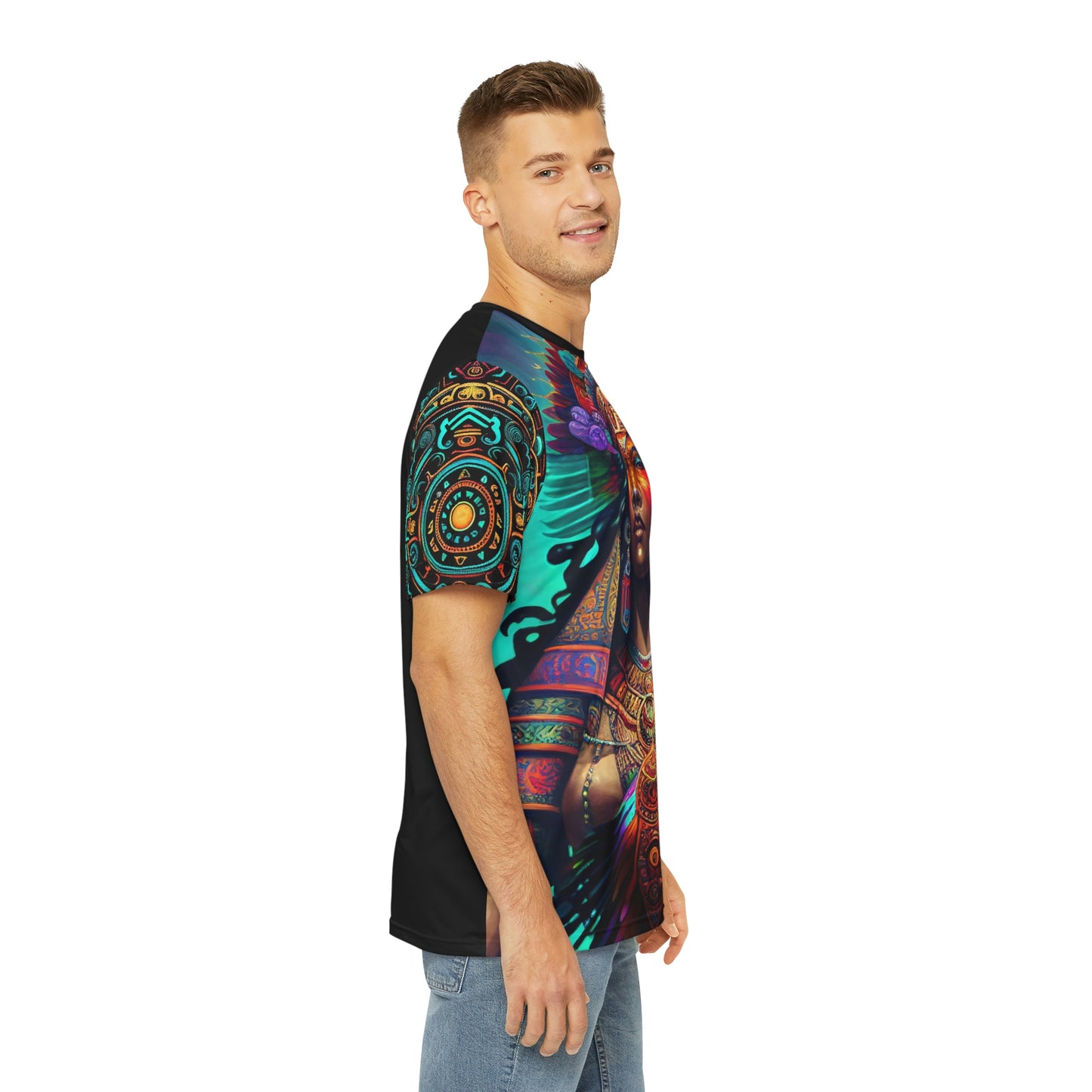 Coatlicue Aztec Mother of Gods T-Shirt | Men's Printed Polyester Tee | Short Sleeve T-Shirt for Man