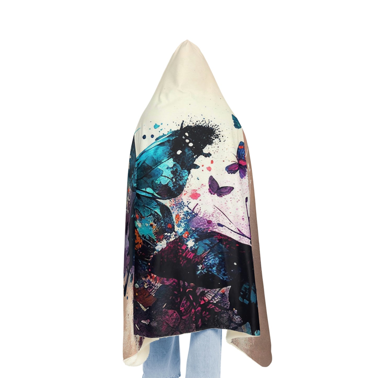 Watercolor Butterflies Snuggle Hooded Blanket | Cobija con Gorro y Diseño de Mariposas