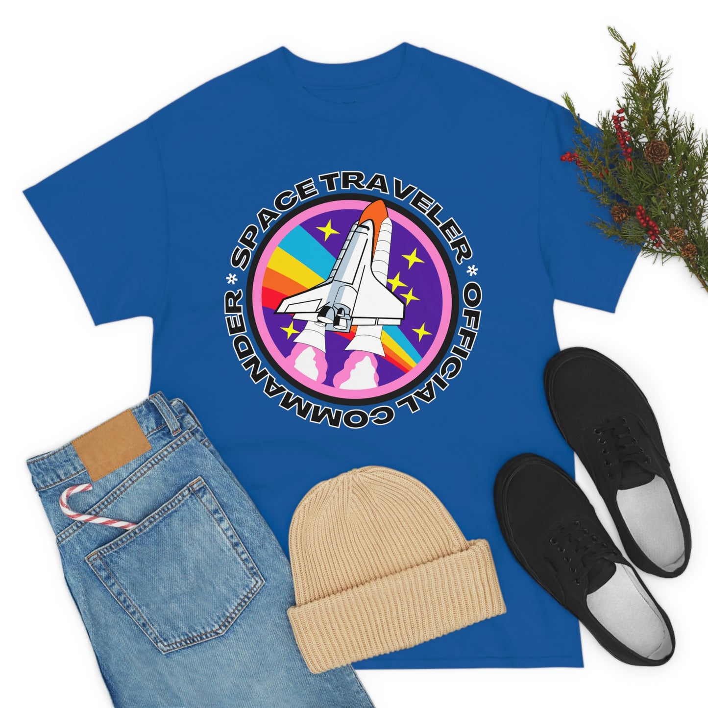 Space Traveler Commander Short Sleeve Tee | Unisex Heavy Cotton T-Shirt | Playera de Algodón | Rocketship T-shirt